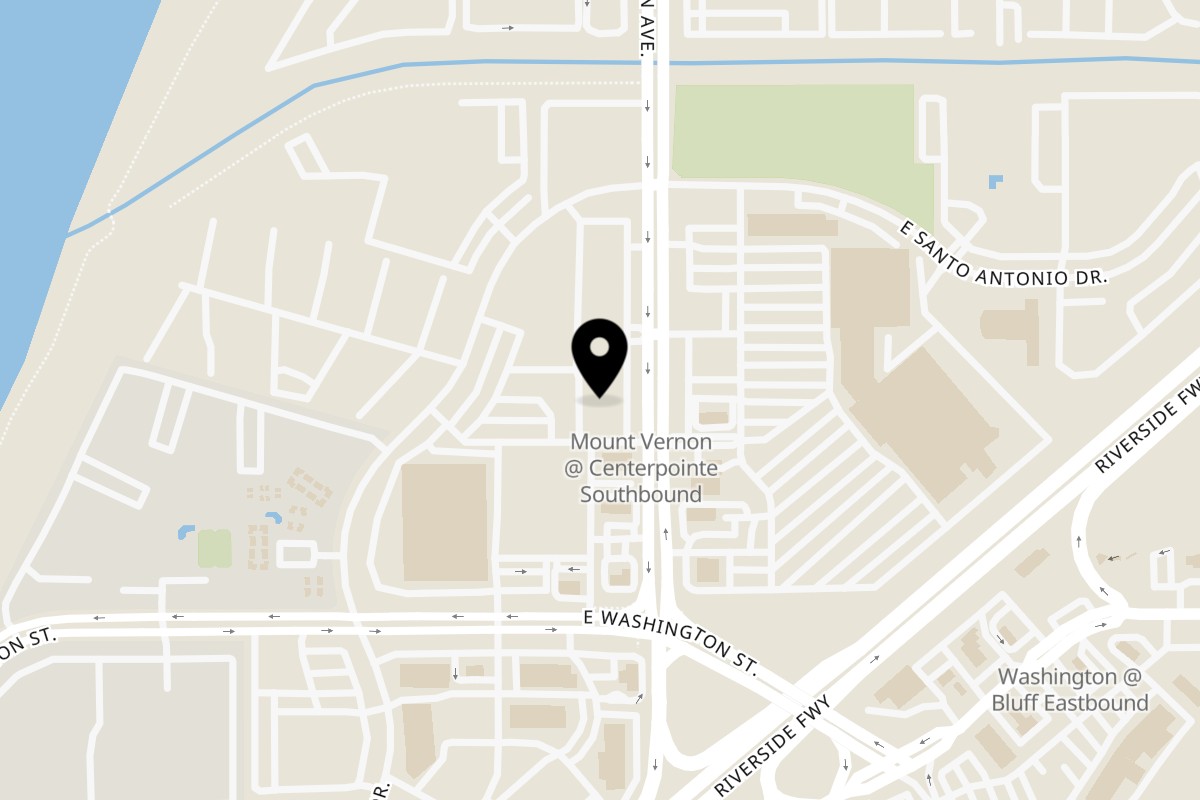 Map showing the location of Maharajah India Cuisine on 1091 S Mt Vernon Ave Ste G in Colton